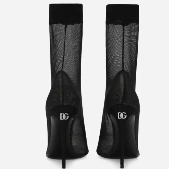 KIM KARDASHIAN DOLCE GABBANA STRETCH TULLE ANKLE BOOTS SIZE